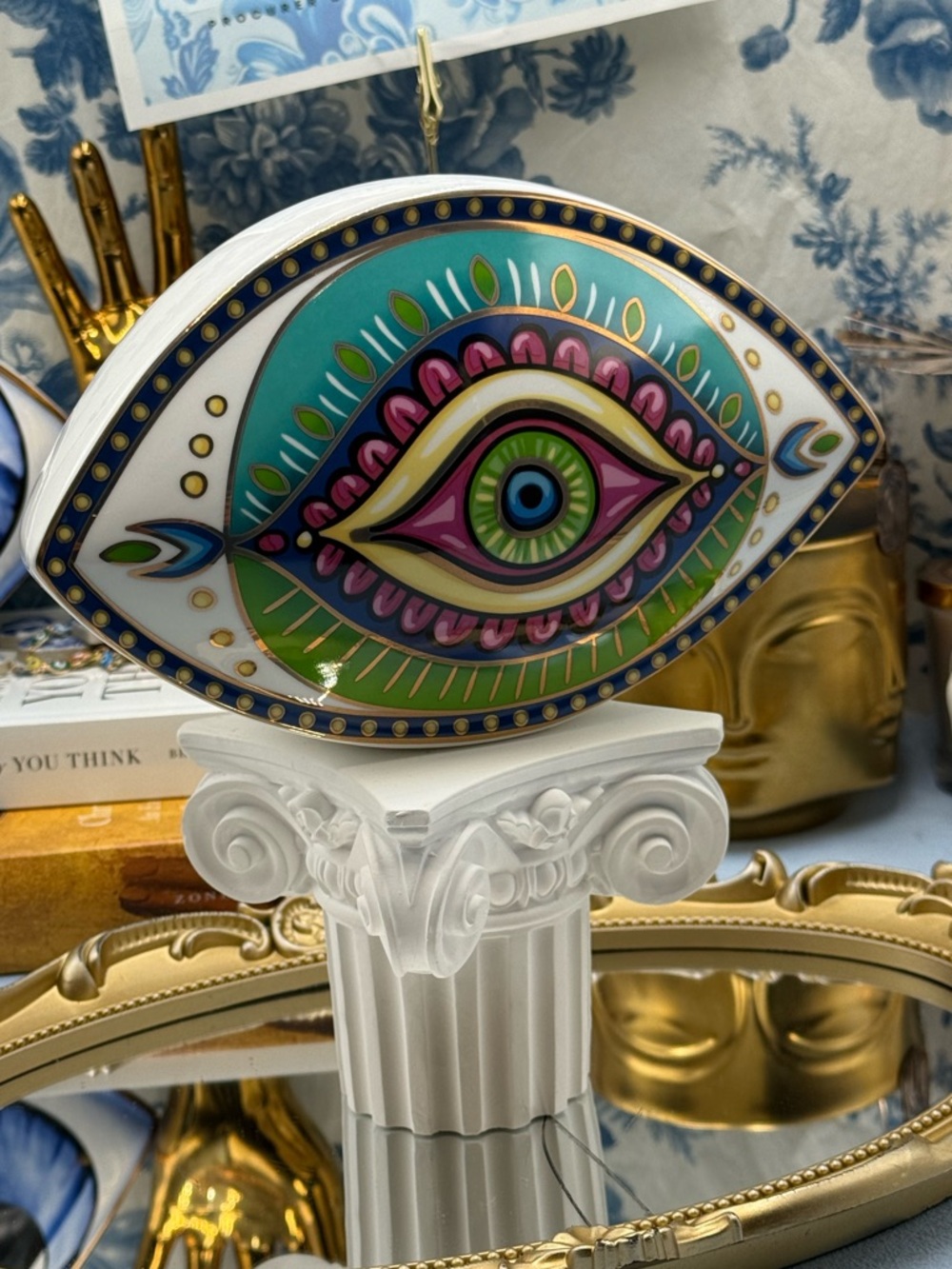 🆕 THE PROCURESS COLLECTION 🧿 All-Seeing Eye Paperweight - Vibrant Teal & Gold - Picture 9 of 15
